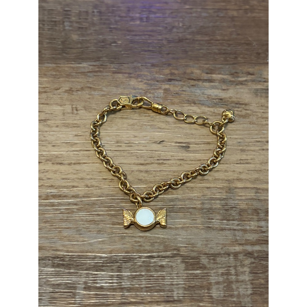 Juicy Couture Gold Tone Candy Charm Bracelet with Heart Extender and Hoop Set